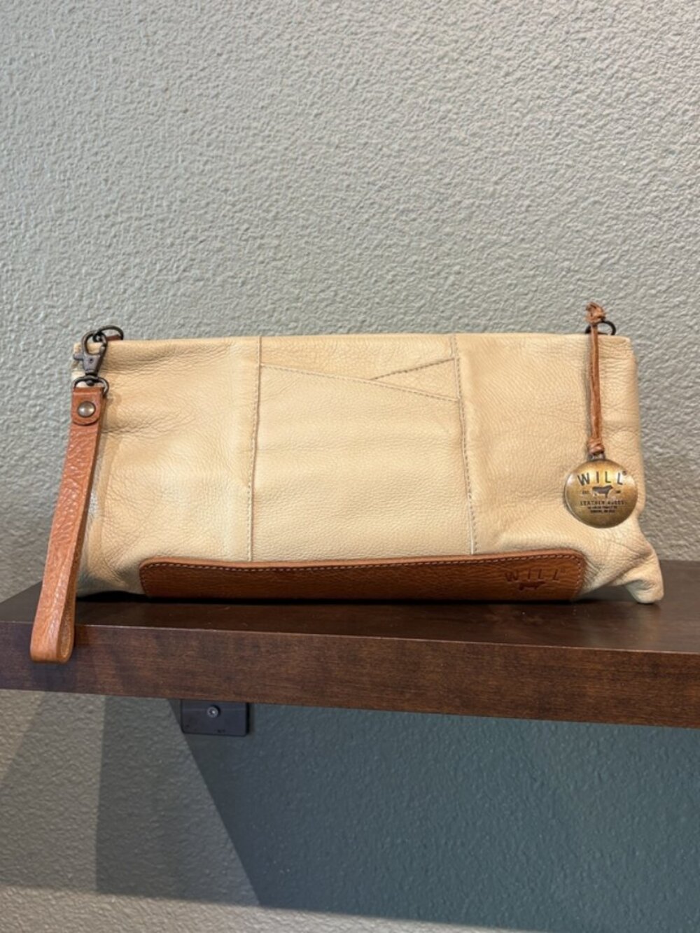 Will Leather Goods Cream and Brown Crossbody Bag